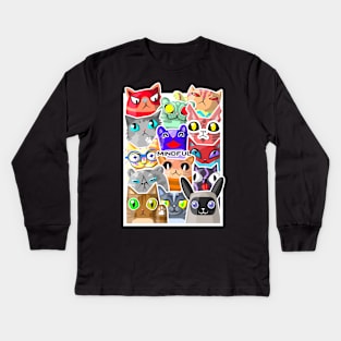 Cat Doodle ID 345 Kids Long Sleeve T-Shirt